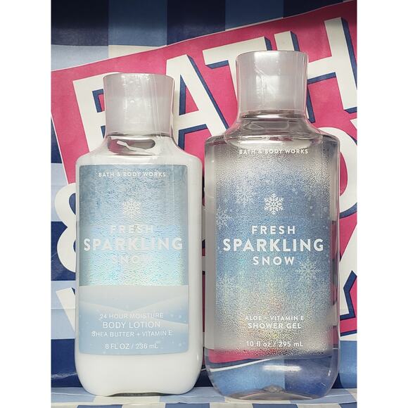 BBW Fresh Sparkling Snow 24 Hour Moisture Body Lotion & Shower Gel Body Wash - Picture 1 of 3